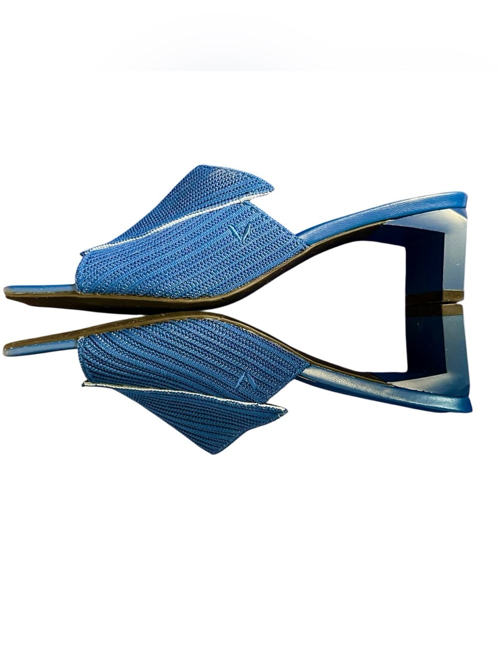Vivaia Square Toe Block Heel Sandals Kitten Heel Mules Slides 39 Denim Blue US 8 - Picture 9 of 15